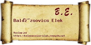 Balázsovics Elek névjegykártya